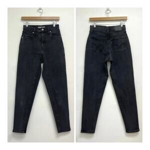 Levi’s High Waisted Tapered Leg Stretch Vintage Mom Jean Flash Black Size 26x29